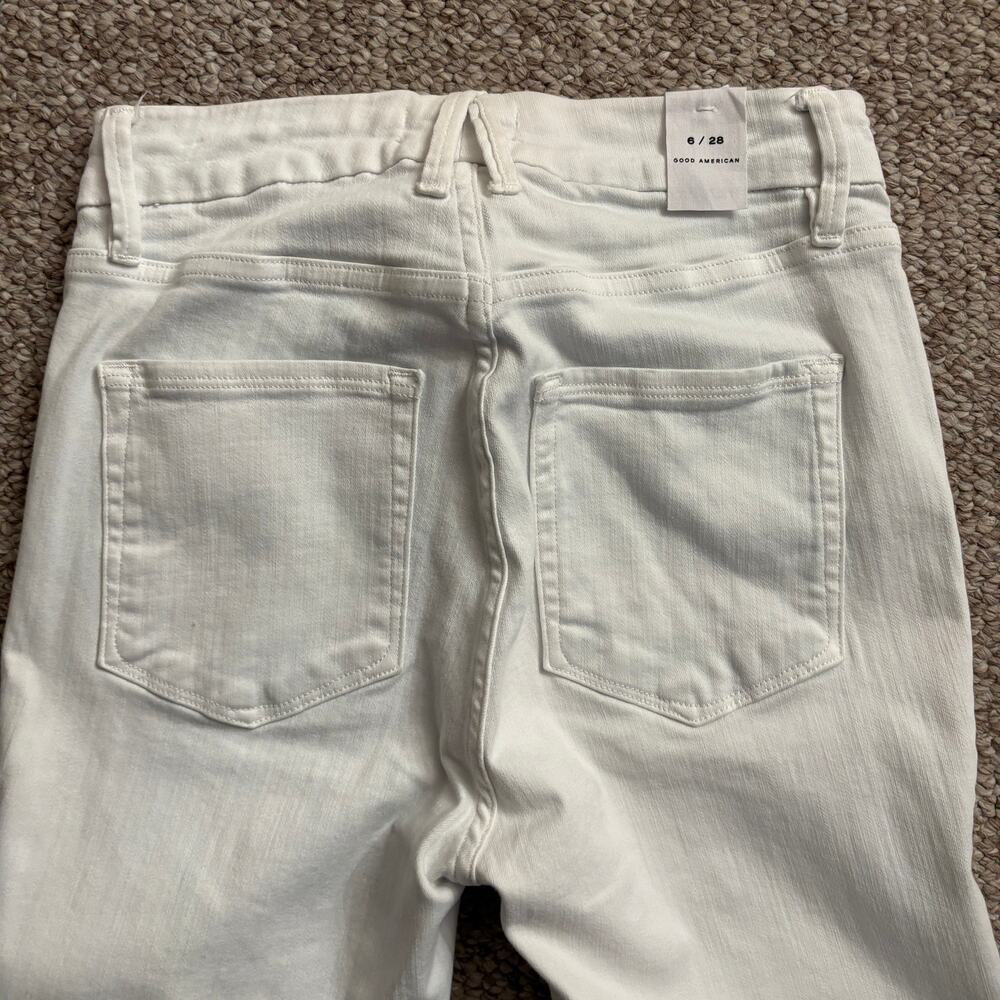 Good American women’s Good Legs Crop white skinny jeans sz 6 / 28 - Picture 5 of 9